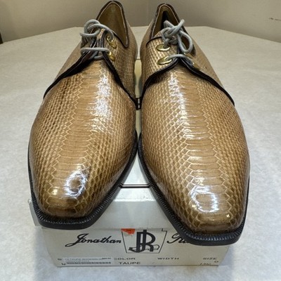 Jonathan Richard Genuine Snakeskin Dress Shoes Men s 13 Taupe Square Toe NEW