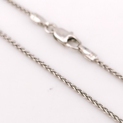 14k Weißgold 1,4'' mm Runde Weizen Gliedergewebe Dünne 18' Zoll Kette Halskette Italien