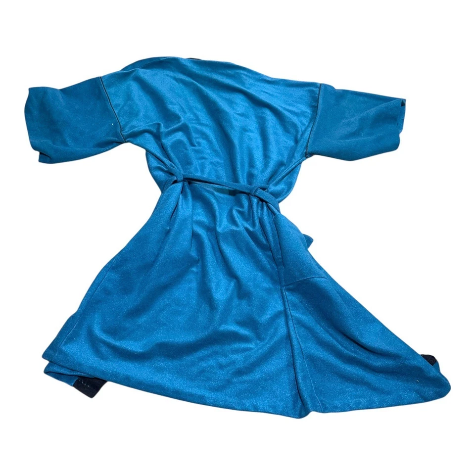 Vintage Mens Teal Blue Aqua Kimono Robe By Sears Fashion Loungewear Medium Tie - Image 2 of 4