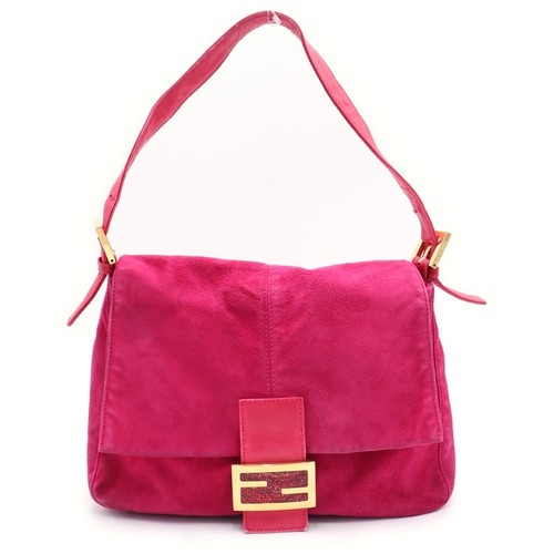 Fendi Mamma Baguette Pink Logo Shoulder Bag