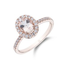 Chisholm Hunter 18ct Rose Gold Oval Morganite 0.75ct & Diamond 0.23ct Halo Ring
