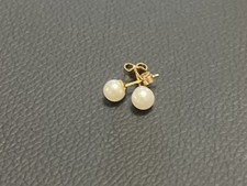 14K Yellow Gold & 6mm Pearl Stud Earrings Jewelry Woman’s Classic Fancy Elegant