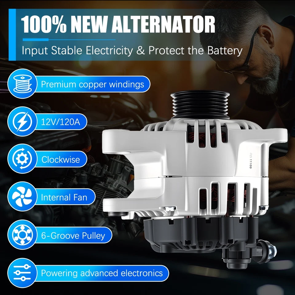 Genuine Alternator Fit 2005-2008 Hyundai Tiburon / 2005-2009 Hyundai Tucson 2.7L Foto 2 de 4