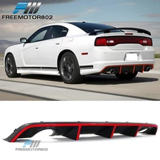 Fits 12-14 Dodge Charger OE Style Rear Bumper Diffuser with Red Reflective Tape