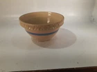 Vintage McCoy Yelloware Mixing Bowl. Pink And Blue With Piecrust Rim