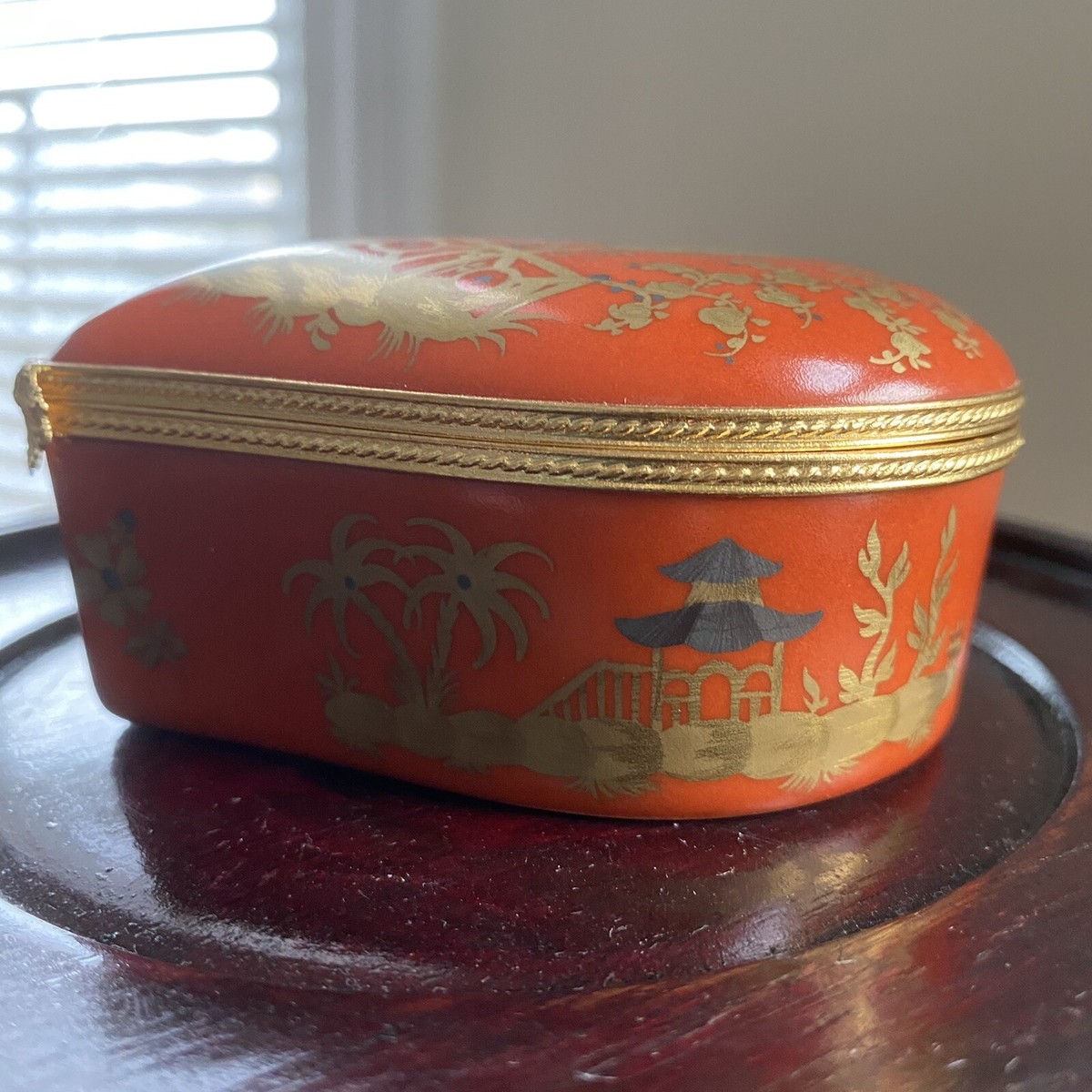 Tiffany x Le Tallec Limoges Chinoiserie Trinket Box Coral Red