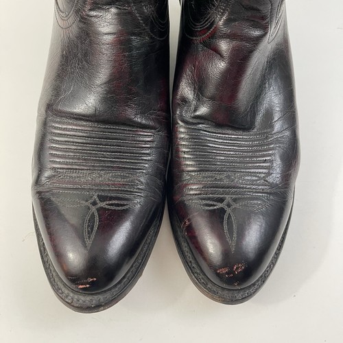Lucchese 2000 Boots Mens 9 EE Black Cherry Kangaroo Leather Cowboy Boots T3012R4 - Picture 2 of 19