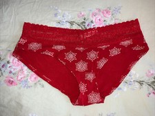 Victoria's Secret Low Rise Hip Hugger Pantes Signature Waistband Red Snowflakes
