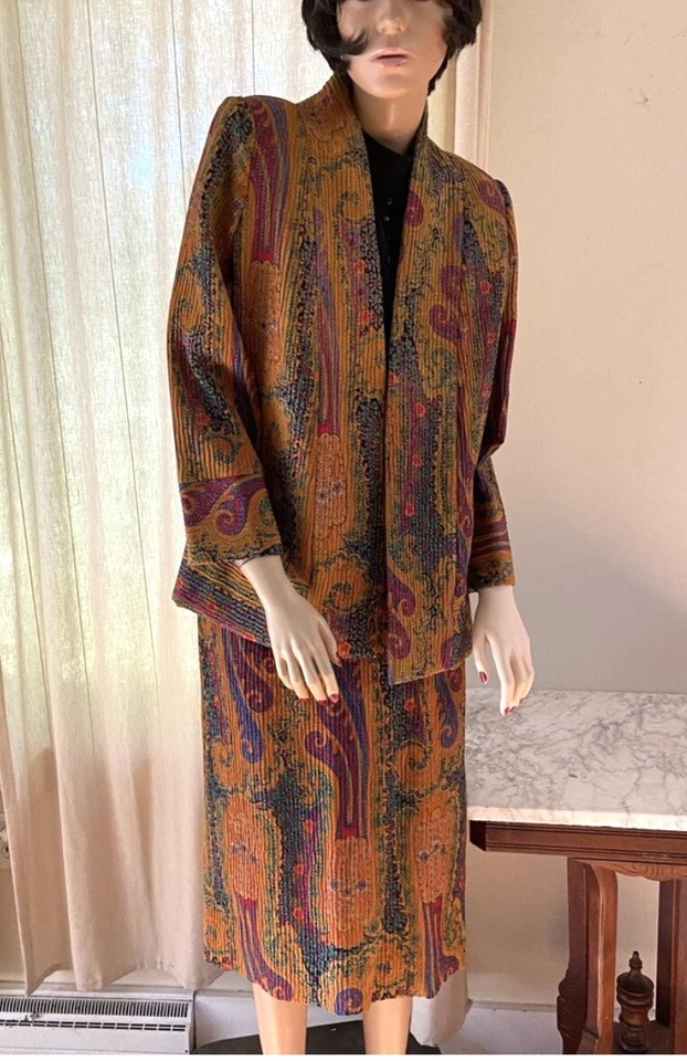 De Colección Richilene Diseñador Paisley Falda Traje Mediano Foto 4 de 4