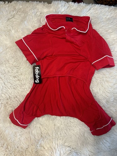 FabDog Red Super Soft Modal Dog Pajamas 18” - Picture 4 of 6