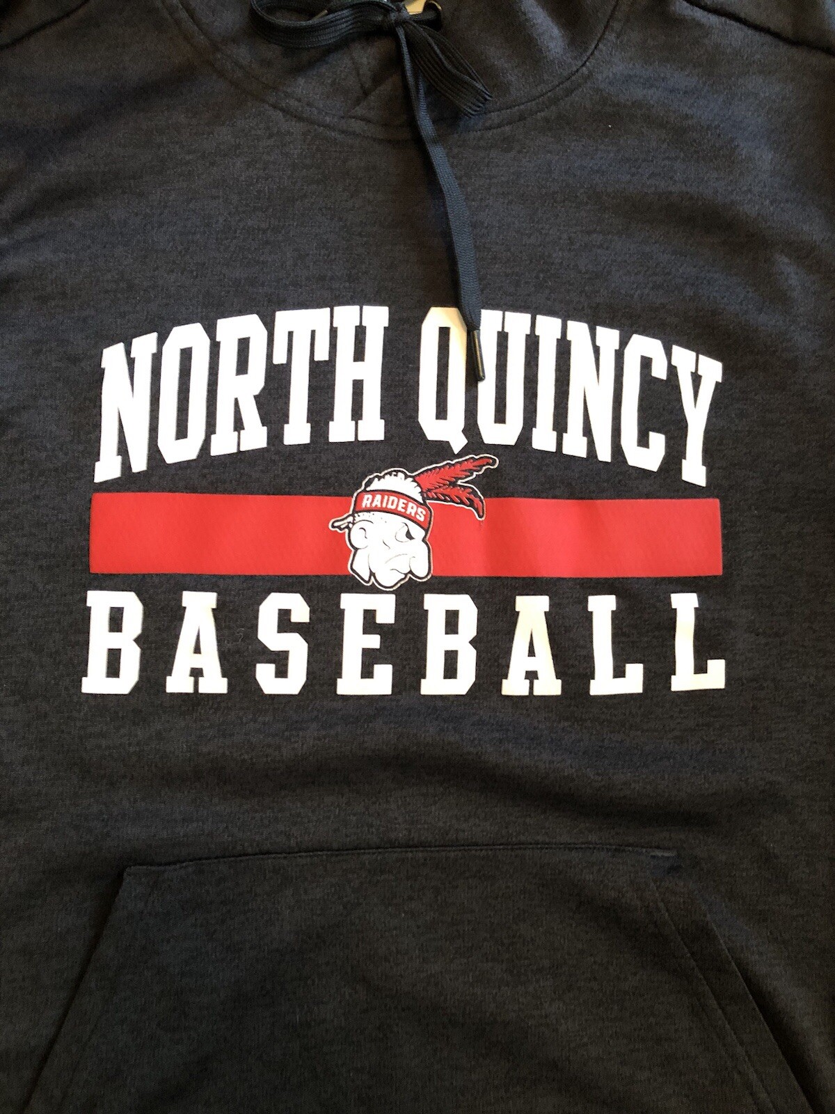 North Quincy Baseball Yakoo Large Hoodie Old Mascot High School Adidas