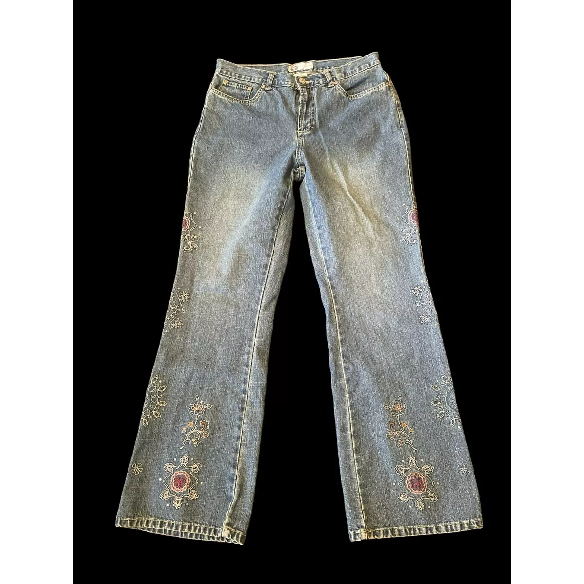 Vintage Faded Glory Flare Embroidered Sequins Jeans