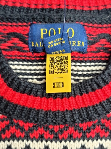 $85 Polo RALPH LAUREN Youth Unisex Seven 7 SWEATER FairIsle HOLIDAY Winter MOOSE - Picture 5 of 24