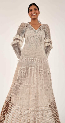 Farm Rio Crochet Maxi Dress, Beige / Xs