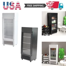 Mini Dollhouse Miniature Refrigerator Model 1:12 Scale Wooden Fridge NEW