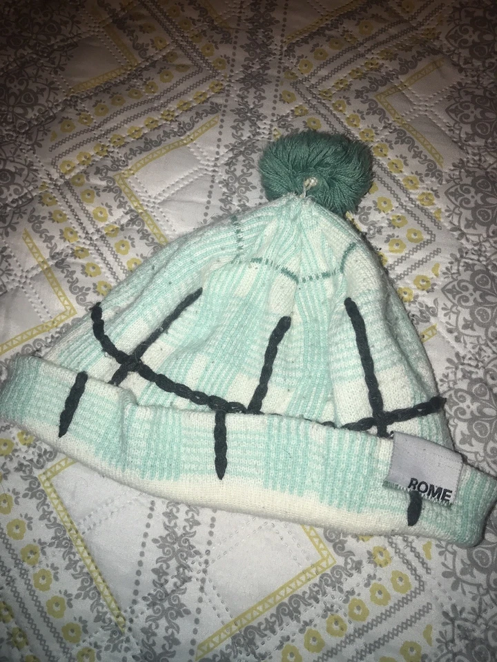 De colección Rome SDS Adulto Blanco Verde Pom Snowboard Gorro Medias Gorra Raro Foto 2 de 4
