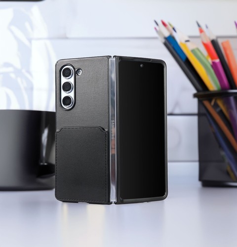 Z Fold 5 Case Premium Vegan Leather with Card Slot up to 2 Cards storage - Picture 8 of 17