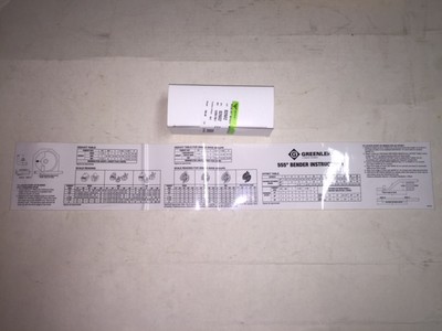 NEW GREENLEE 555 CONDUIT PIPE BENDER INSTRUCTION DECAL & TOP COVER
