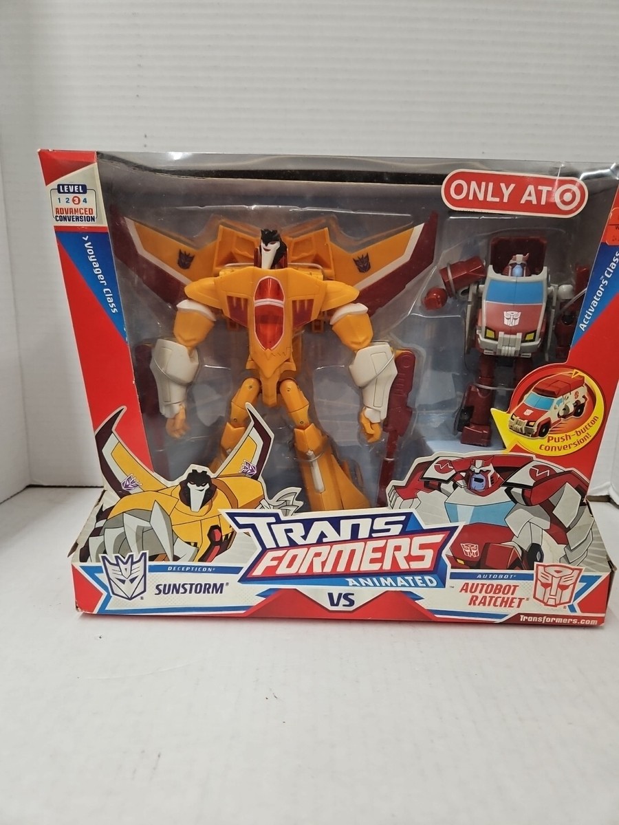ミニカー transformers animated hasbro set Hasbro Transformers Animated Play Set - Sunstorm vs. Autobot