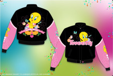 tweety bird pink sleeves - youth kids jh design jacket XL