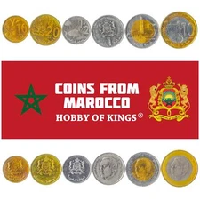SET OF 6 COINS FROM MOROCCO: 10, 20 SANTIMAT, 1/2, 1, 5, 10 DIRHAM. 2011-2019