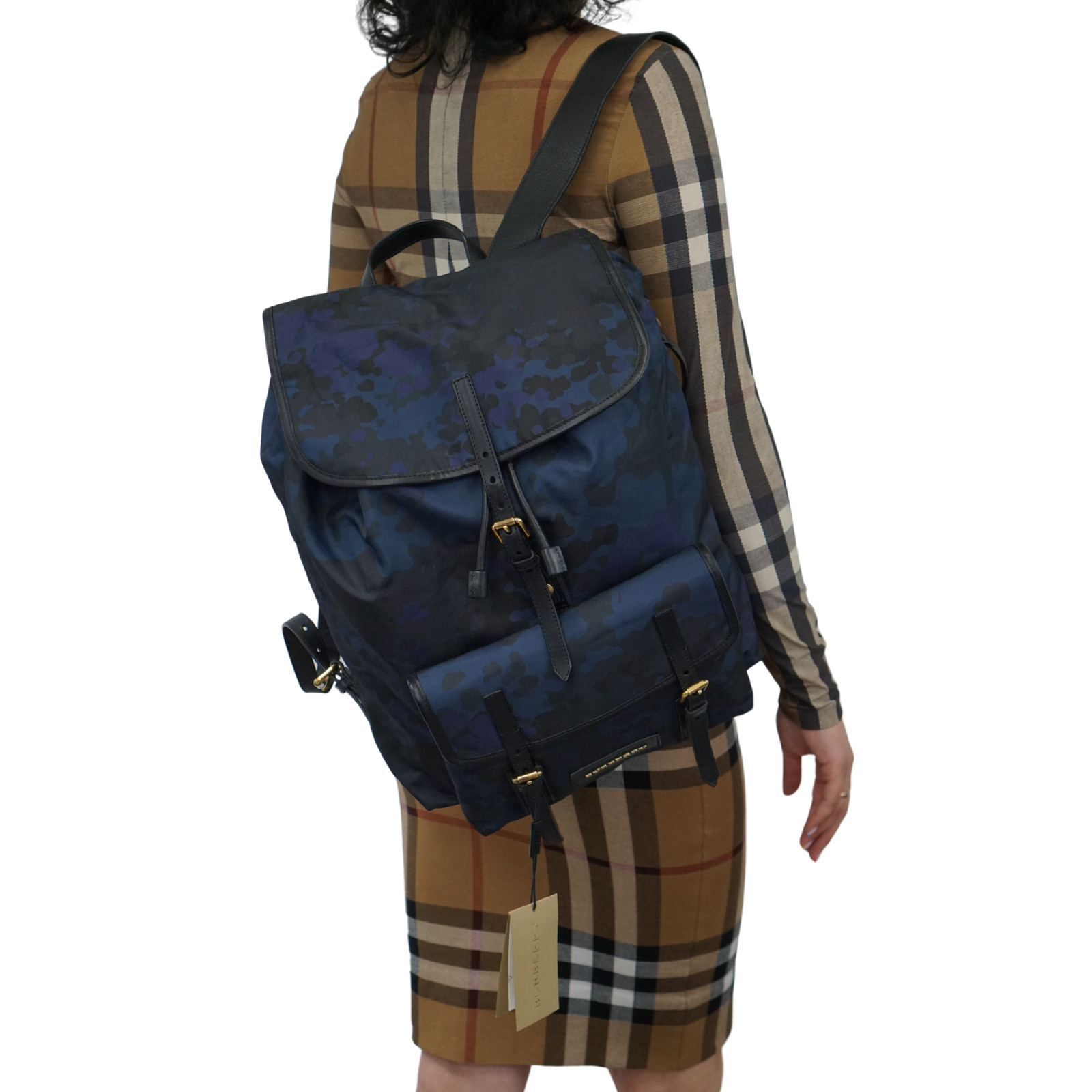 Genuine Burberry The Rucksack Nylon Backpack Blue Camouflage image 5