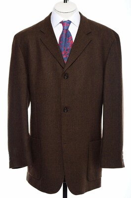 2XT 46L Tall Classic-Fit Pronto Uomo Brown Wool 3-Button Sport Coat Blazer XXLT