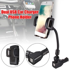 Universal Car Cigarette Lighter Socket Dual USB Charger Cell Phone Mount Holder