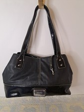 NINE WEST Faux-Leather Women Satchel Purse bag Black EUC.SEE PICS W/Measurements