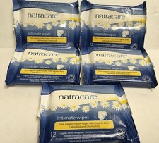 Lot of 5 Natracare, Soft Organic Cotton Intimate Wipes, 12 Wipes