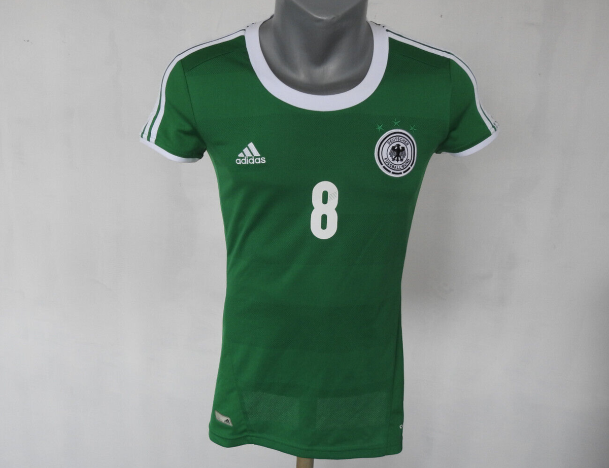 Germany WOMENS Jersey 2012 Away #8 Ozil Adidas Green Shirt Size S