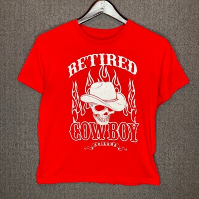 Unbraned Tshirt Men's No Size Red Retired Cowboy Arizona Grunge Western 