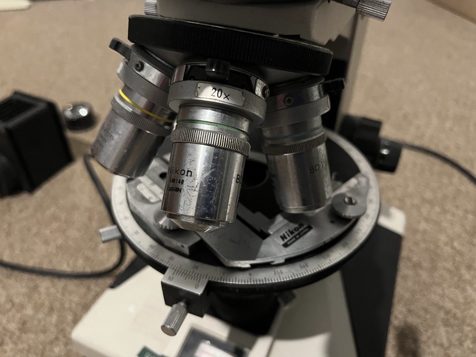 Nikon Optiphot microscope with accessory box and light source eBay