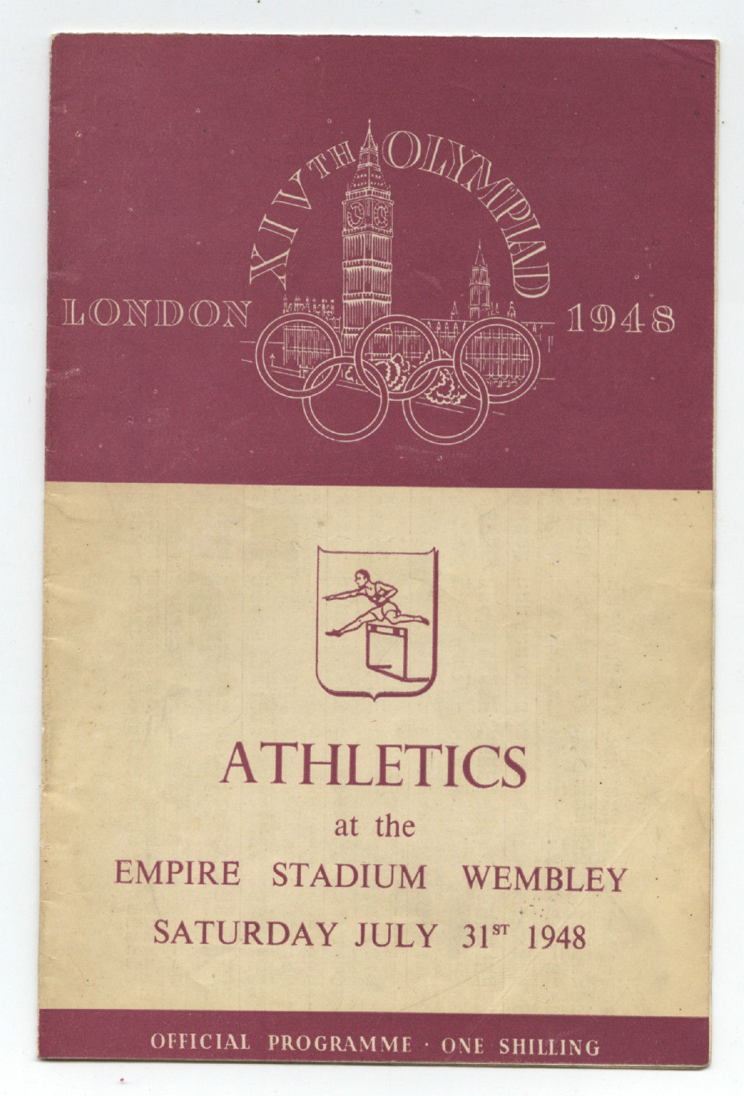 Orig.PRG   Olympic Games LONDON 1948 // ATHLETICS 31.07. with 6 Final`s !!  RARE