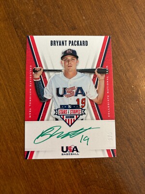 Bryant Packard 2019 USA Baseball Stars Stripes Green Auto CNT-BP Tigers /5