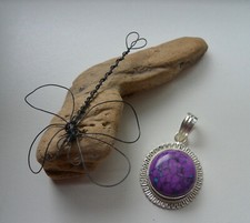 Jaspis Silber 925 Sterling Anhänger 3,2 Lila Türkis gestempelt große Öse NEU