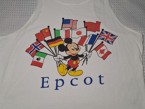Vintage Disney Designs Epcot Mickey Mouse Sleeveless Muscle Shirt Size XL USA