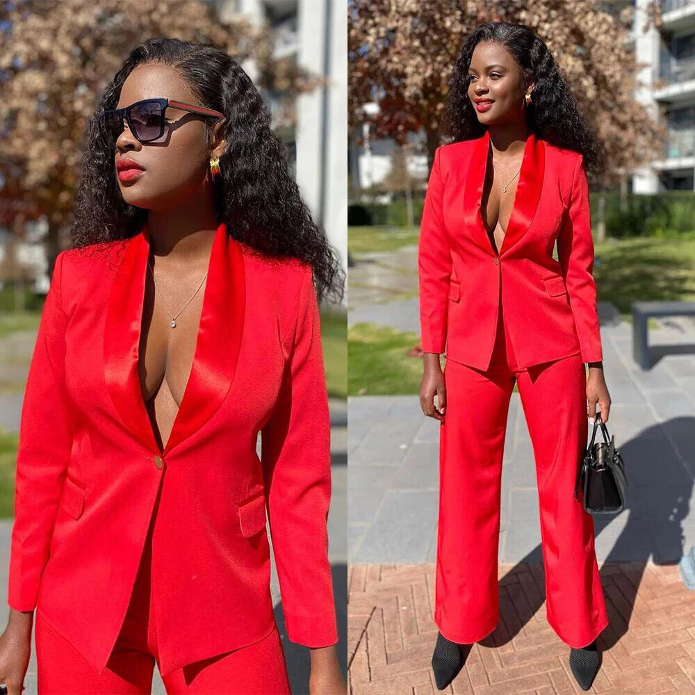 Amazon.com: Red Womens Trouser Suits 2 Piece Women(Jacket+Pants) Pantsuit  Groom Tuxedo Ladies Business Suits Female Suits : Clothing, Shoes & Jewelry