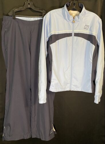 Vintage Y2K Womens New Balance Blue Tracksuit Pants Jacket Set Windbreaker Sz L - Afbeelding 1 van 21