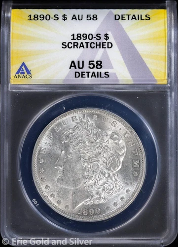 1890-S $1 Morgan Silver Dollar ANACS AU 58 Details