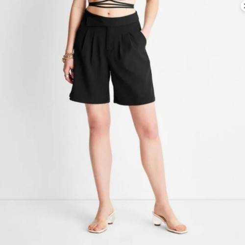 NEW Future Collective Women's Relaxed Trouser Shorts Size 6 - Black - Picture 2 of 11