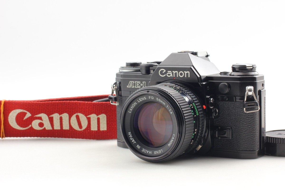 Near MINT] Canon AE-1 Black 35mm Film Camera New FD 50mm f1
