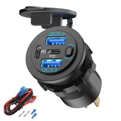 78W 4 Port 12V USB Outlet Car Charger, Super Fast Dual PD3.0 & pack of one