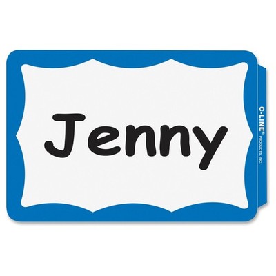 C-Line Peel & Stick Name Badges with Blue Border, 3.5x2.25'', 100/Box (92265)