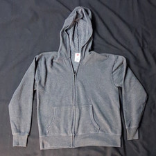 Hanes EcoSmart Gray Fleece Full Zip Hoodie Sweatshirt w/ Pockets Size S