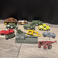LOT of Tootsie Toy Midgetoy Army Jeeps Trucks Tank race car trailer see pics