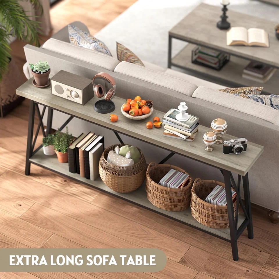 Mesas consola extra largas de madera de 71 pulgadas para entrada moderna granja decoración del hogar Foto 4 de 4