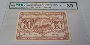 Greenland 10 kroner 1953-1967 PMG 35 VF -- see other sales