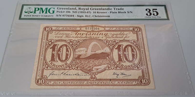 Greenland 10 kroner 1953-1967 PMG 35 VF -- see other sales