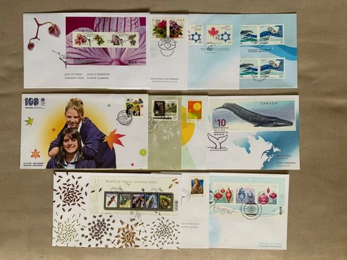 2010 - CANADA POST FIRST DAY COVERS - 11 ALL DIFFERENT - POST OFFICE FRESH